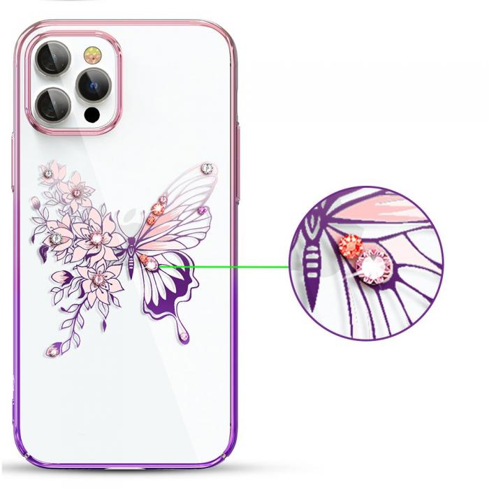 UTGATT1 - Kingxbar Butterfly Shiny Mobilskal iPhone 12 / 12 Pro - Rosa