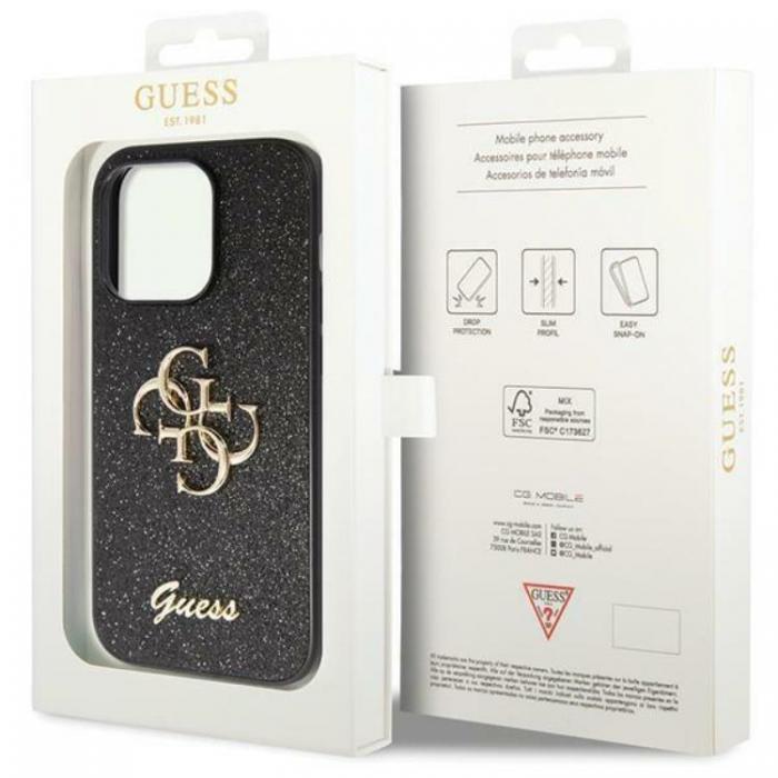 Guess - Guess iPhone 13 Pro Max Mobilskal Glitter Script Big 4G - Svart