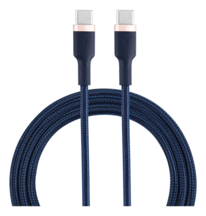 Epzi - EPZI Fltad USB-C till USB-C Kabel 60W 1m - Marin Bl