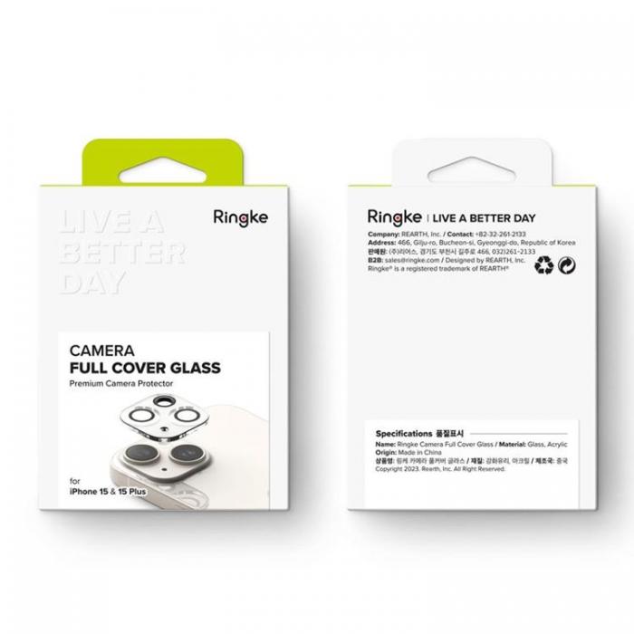 Ringke - [2-Pack] Ringke iPhone 15/15 Plus Kameralinsskydd i Hrdat Glas - Svart