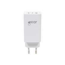 GEAR - GEAR - Laddare GAN 220V 2xUSB-C Plus 1xUSB-A 65W - Vit
