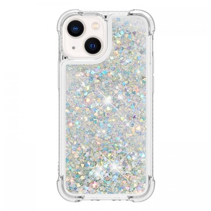 A-One Brand - iPhone 14 Skal Liquid Floating Glitter - Silver