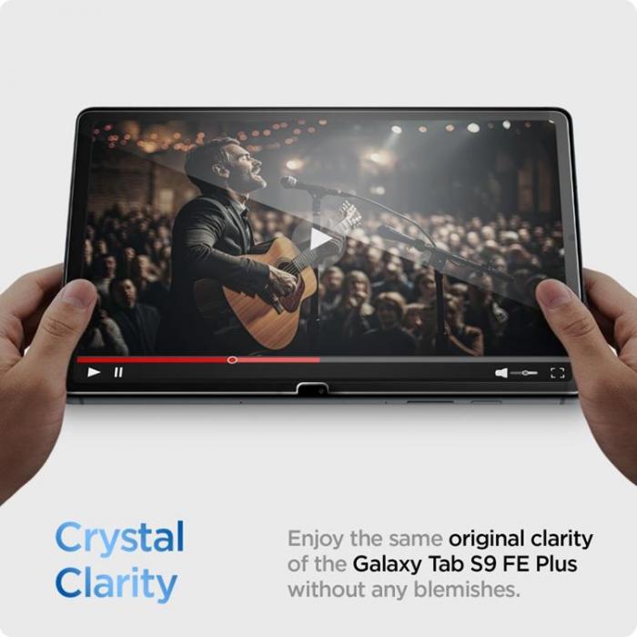 Spigen - Spigen Galaxy Tab S9 FE Plus Fodral Hrdat Glas Skrmskydd - Clear