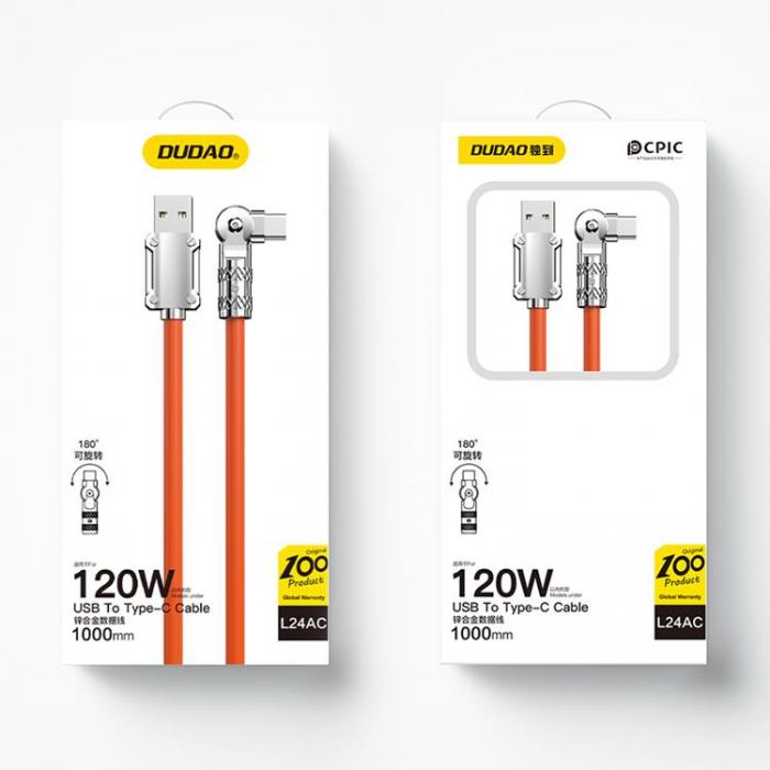Dudao - Dudao Kablar USB-C till USB-A (1m) Angled - Orange