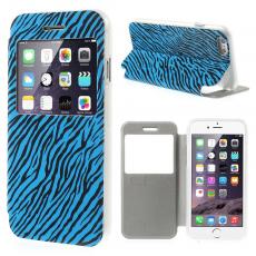 A-One Brand - Glittery Mobilfodral med fönster till Apple iPhone 6 / 6S - Zebra Blå