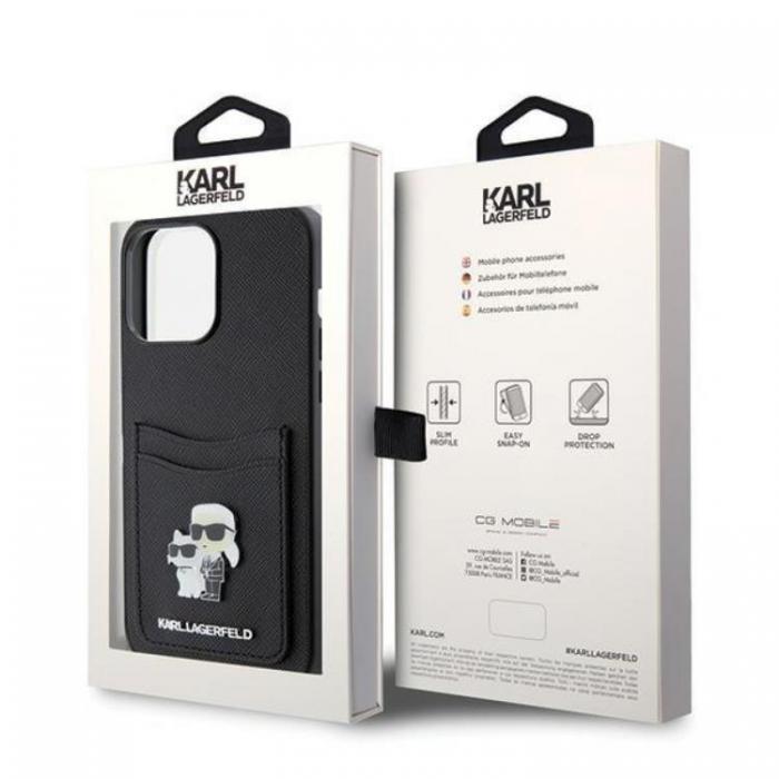 KARL LAGERFELD - Karl Lagerfeld iPhone 15 Pro Max Mobilskal Korthllare KC - Svart
