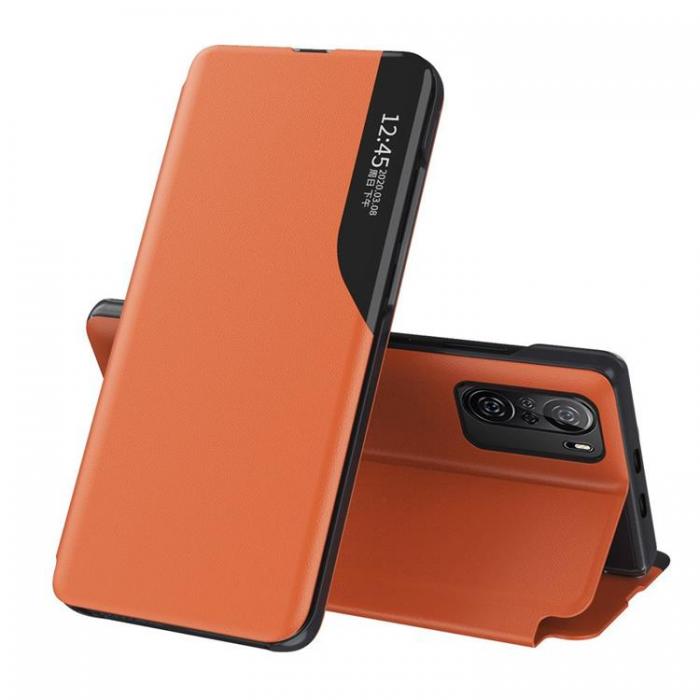 Ruhtel - Eco Leather View Fodral Xiaomi Poco F3 - Orange