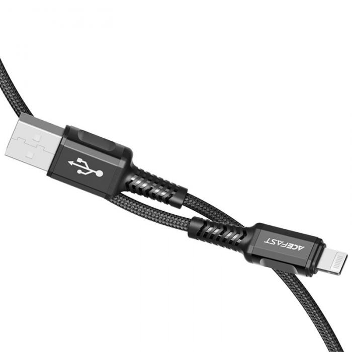 Acefast - Acefast MFI USB Till Lightning Kabel 1.2m - Svart