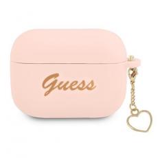 Guess - Guess Silicone Heart Charm Collection Skal Airpods Pro - Rosa