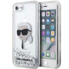 KARL LAGERFELD - Karl Lagerfeld iPhone 7/8/SE (2020/2022) Skal Liquid Glitter Head - Silver