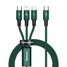 BASEUS - Baseus Rapid 3in1 Lightning USB Typ-C micro USB Kabel 1.5 m - Grön