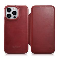 ICARER - iCarer iPhone 14 Pro Max Plånboksfodral Magsafe Läder - Röd