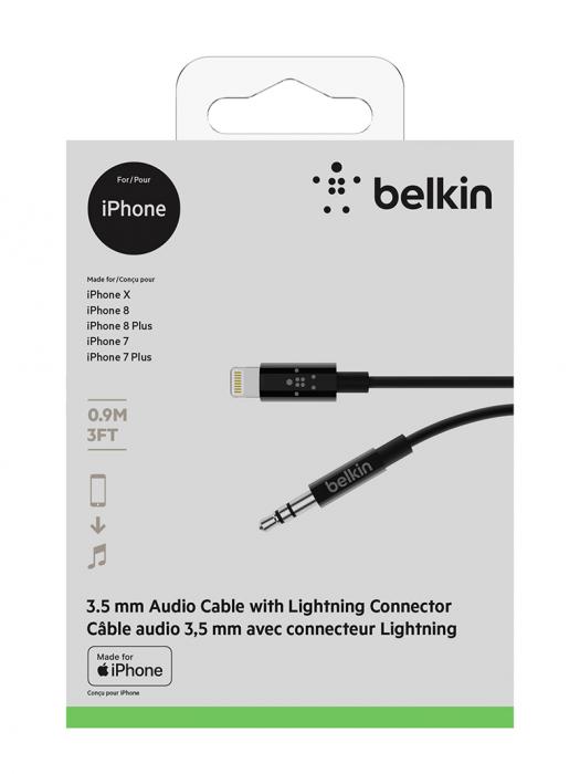 Belkin - Belkin Lightning To 3.5Mm Audio Cable 0,9M Black