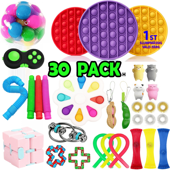 UTGATT5 - Adventsxkalender 30 Pack Fidget Toy Set Pop it Sensory Toy fr Vuxna & Barn (H)