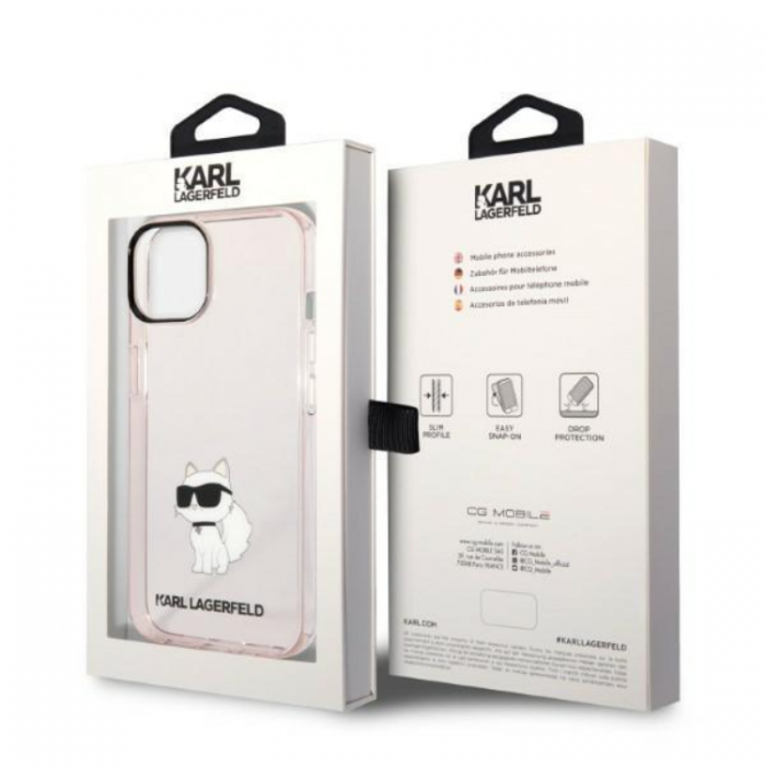 KARL LAGERFELD - Karl Lagerfeld iPhone 14 Plus Skal Ikonik Choupette - Rosa
