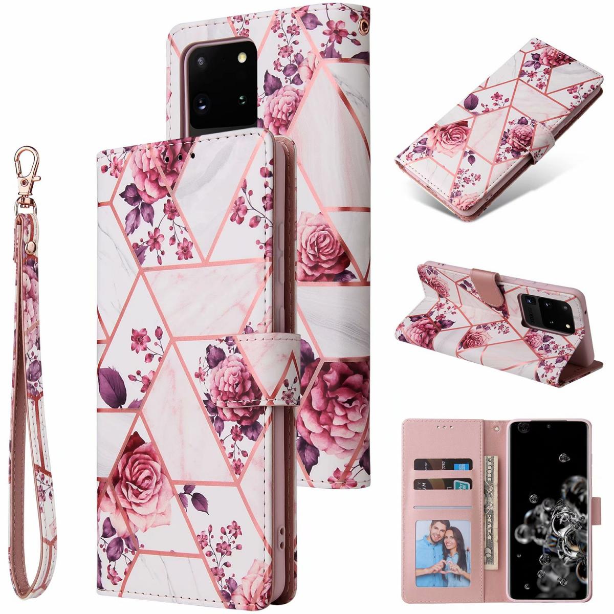 A-One Brand - Marble Grid Plånboksfodral till Galaxy S20 Plus - Roses