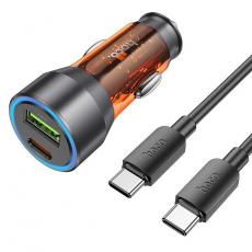 Hoco - Hoco Billaddare USB-C/USB-A Med Kabel - Orange