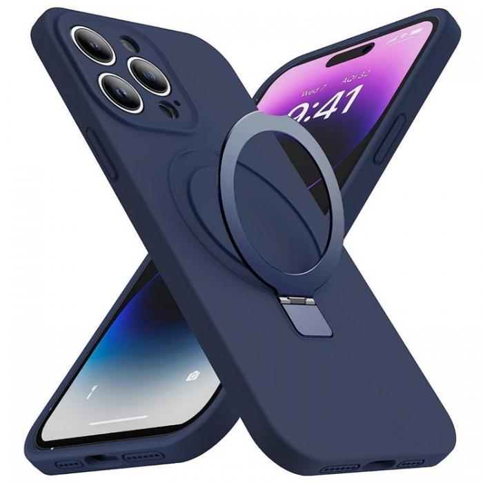A-One Brand - iPhone 14 Pro Max Mobilskal Magsafe Liquid Silikon - Marinbl