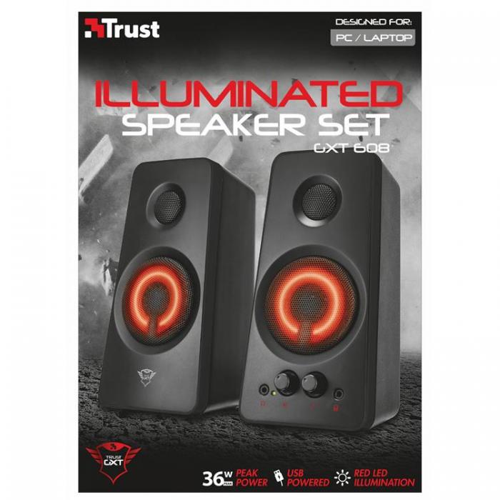 UTGATT - TRUST GXT 608 LED 2.0 Gaming Speaker
