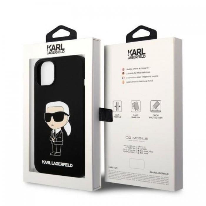 KARL LAGERFELD - Karl Lagerfeld iPhone 14 Plus Skal Magsafe Ikonik Silicone - Svart