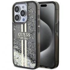 Guess - Guess iPhone 15 Mobilskal Liquid Glitter Gold Stripes