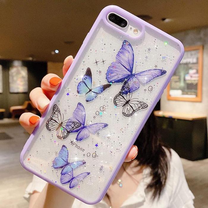 A-One Brand - Bling Star Butterfly Skal till iPhone 7/8/SE 2020 - Lila