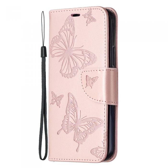 OEM - Imprint Butterfly Plnboksfodral iPhone 12 & 12 Pro - Rose Gold