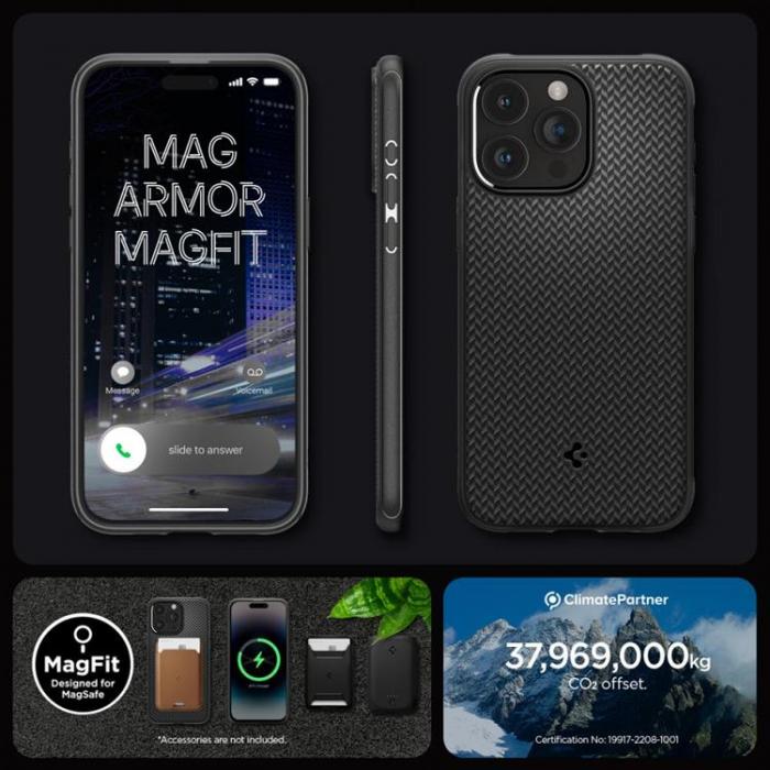 Spigen - Spigen iPhone 15 Pro Max Mobilskal Magsafe Armor - Matte Svart