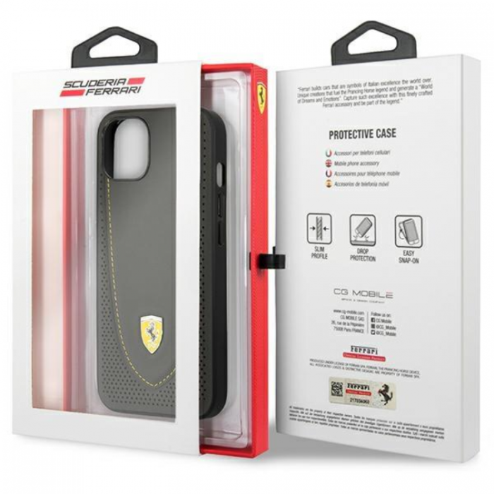 Ferrari - Ferrari iPhone 13 Mobilskal Lder Curved Line - Svart