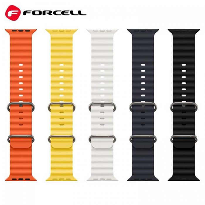 Forcell - Forcell Apple Watch (42/44/45/49mm) Armband F-Design - Vit