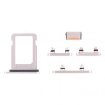 SpareParts - iPhone 13 Simkortshållare (Dual) + Sidoknappar - Vit