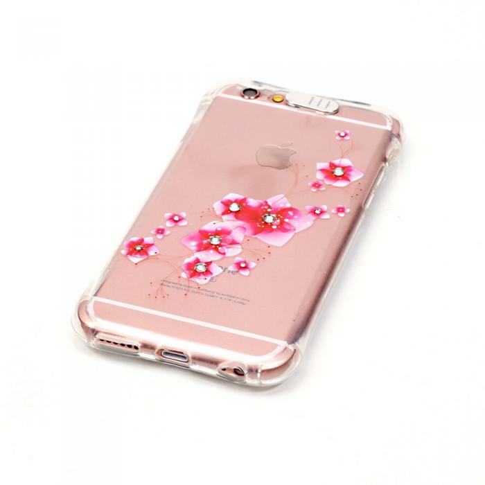 A-One Brand - Blinkande Flexiskal till Apple iPhone 6(S) Plus - Rosa Blommor