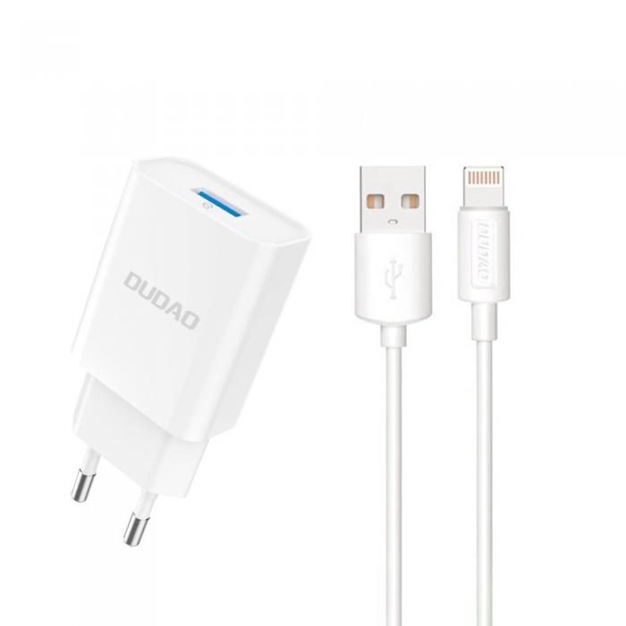 UTGATT - Dudao USB Vggladdare QC3.0 12W , Lightning Kabel 1m - Vit