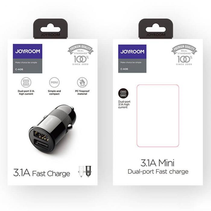 UTGATT1 - Joyroom 3,1 A dual port smart car charger Vit