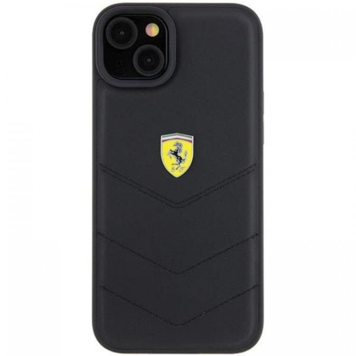 Ferrari - Ferrari iPhone 15 Plus Mobilskal Quilted Metal Logo - Svart