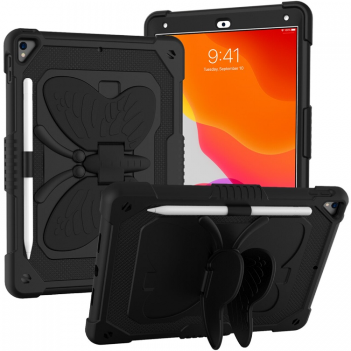 A-One Brand - iPad 10.2 (2019/2020/2021) Skal Butterfly Hybrid med Axelrem - Svart