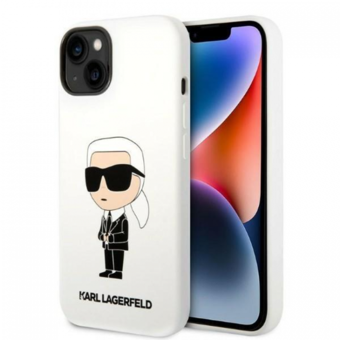 KARL LAGERFELD - Karl Lagerfeld iPhone 14 Skal Silicone Ikonik - Vit