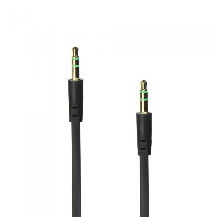 OEM - Platt AUX kabel 3,5mm Jack svart