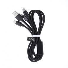 Maxlife - Maxlife 3in1 USB/MicroUSB/Lightning/Typ-C Kabel 1m 2.1A Nylon Svart