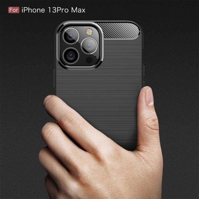 A-One Brand - Carbon Fiber Texture Skal iPhone 13 Pro Max - Svart