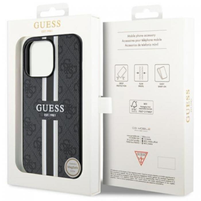 Guess - Guess iPhone 13 Pro Max Mobilskal MagSafe 4G Printed Stripes - Svart
