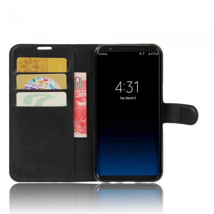 UTGATT5 - Litchi Plnboksfodral till Samsung Galaxy S8 - Svart
