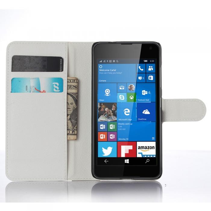 UTGATT5 - Litchi Plnboksfodral till Microsoft Lumia 650 - Vit