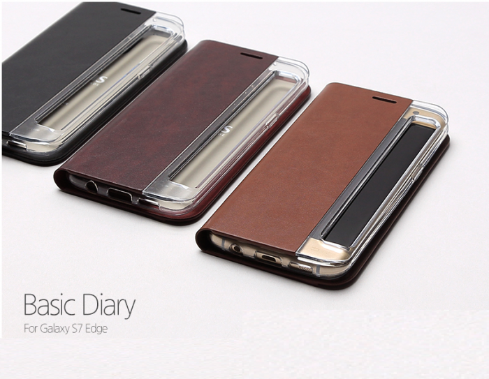 UTGATT5 - Zenus Basic Diary Fodral till Samsung Galaxy S7 Edge - Brun