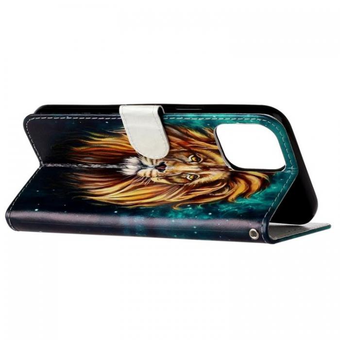 A-One Brand - iPhone 14 Pro Max Plnboksfodral Embossed Pattern - Lion