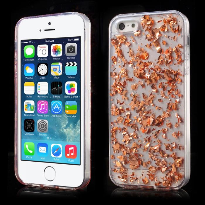 UTGATT5 - Shiny Sequins MobilSkal iPhone 5/5S/SE - Rosguld