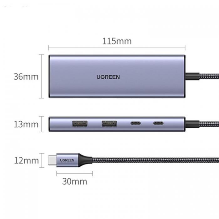 Ugreen - Ugreen HUB USB C - HDMI/2x USB C/2x USB A CM500 - Gr