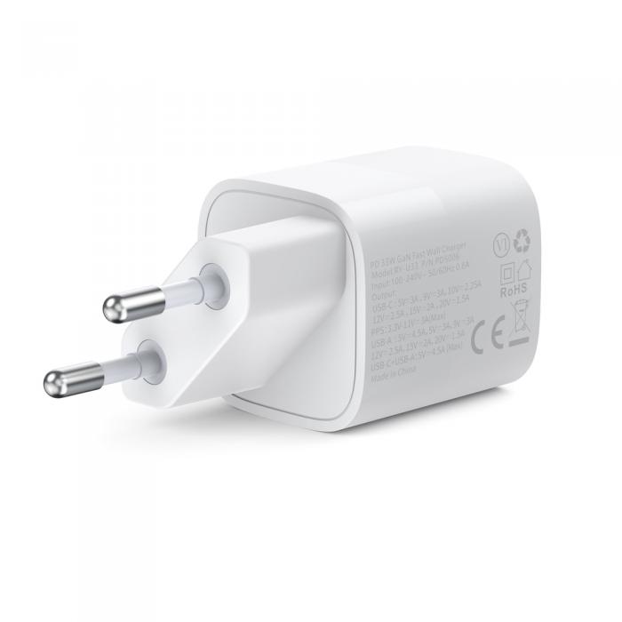 Choetech - Choetech Fast Vggladdare USB-C PD QC 33W - Vit