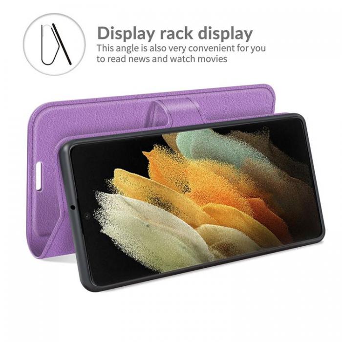 A-One Brand - Litchi Magnetic Fodral Galaxy S22 Ultra 5G - Lila