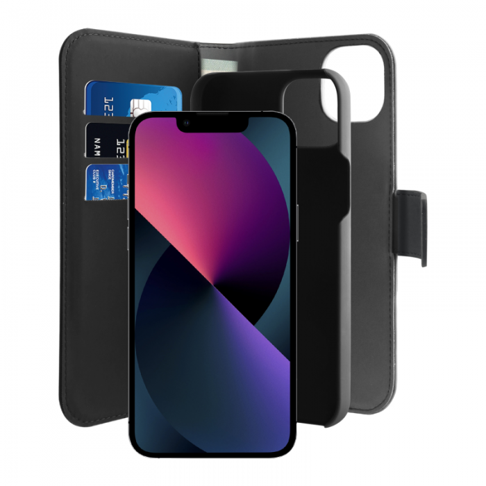 UTGATT1 - Puro iPhone 14 Plnboksfodral Detachable Lder - Svart